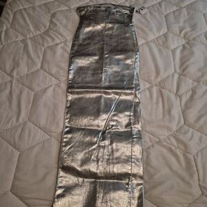 Zara Shimmering Silver Demin Pencil Dress